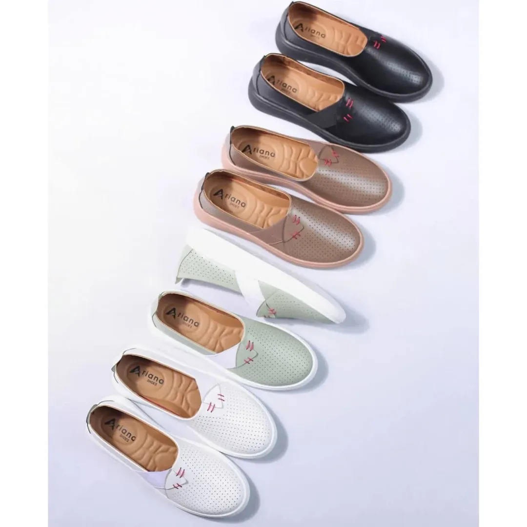 کفش طبی زنانه تابستانی مشکی با رویه چرم صنعتی و زیره PU از کفش ثامن