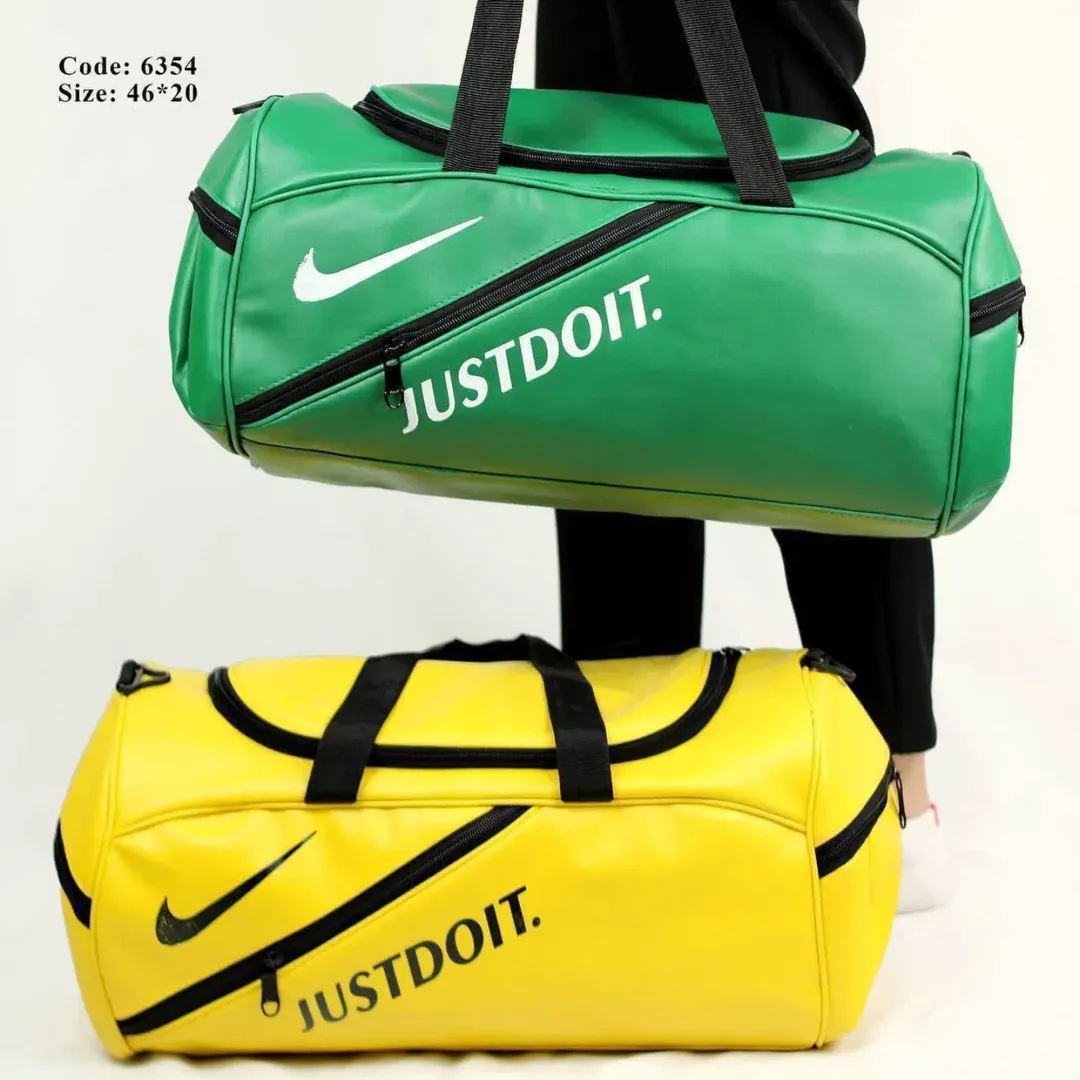 کیف ورزشی نایک مشکی چرم صنعتی بزرگ با بند بلند از کفش ثامن