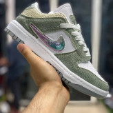 کتونی دراگون زنانه و مردانه سفید آبی، زیره PVC منعطف و دور دوز