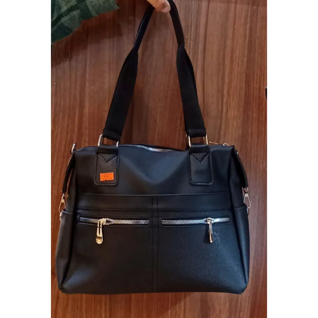 کیف دستی و دوشی زنانه مشکی، جنس چرم صنعتی فلوتر ضد خط و خش از کفش ثامن