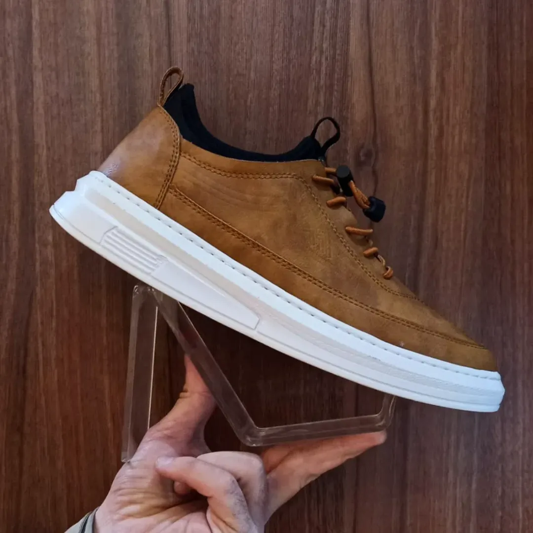 کفش راحتی مردانه جورابی تمام مشکی، رویه چرم صنعتی سوگو، زیره PU بسیار سبک، از کفش ثامن